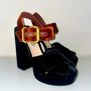 Prada Two-Tone Velvet Platform Sandal